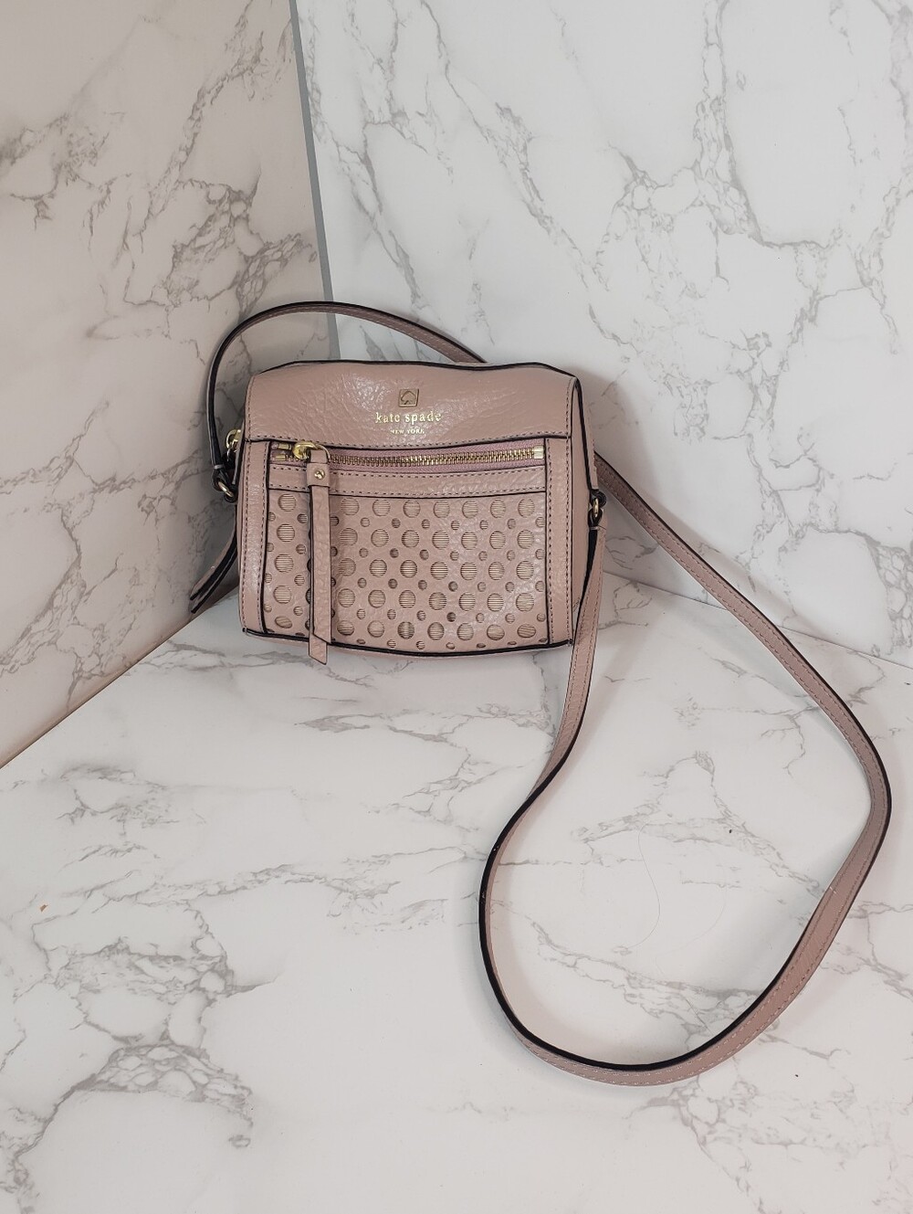 KATE SPADE Beige Perri Lane Looloo Bubbles Crossbody Leather Bag